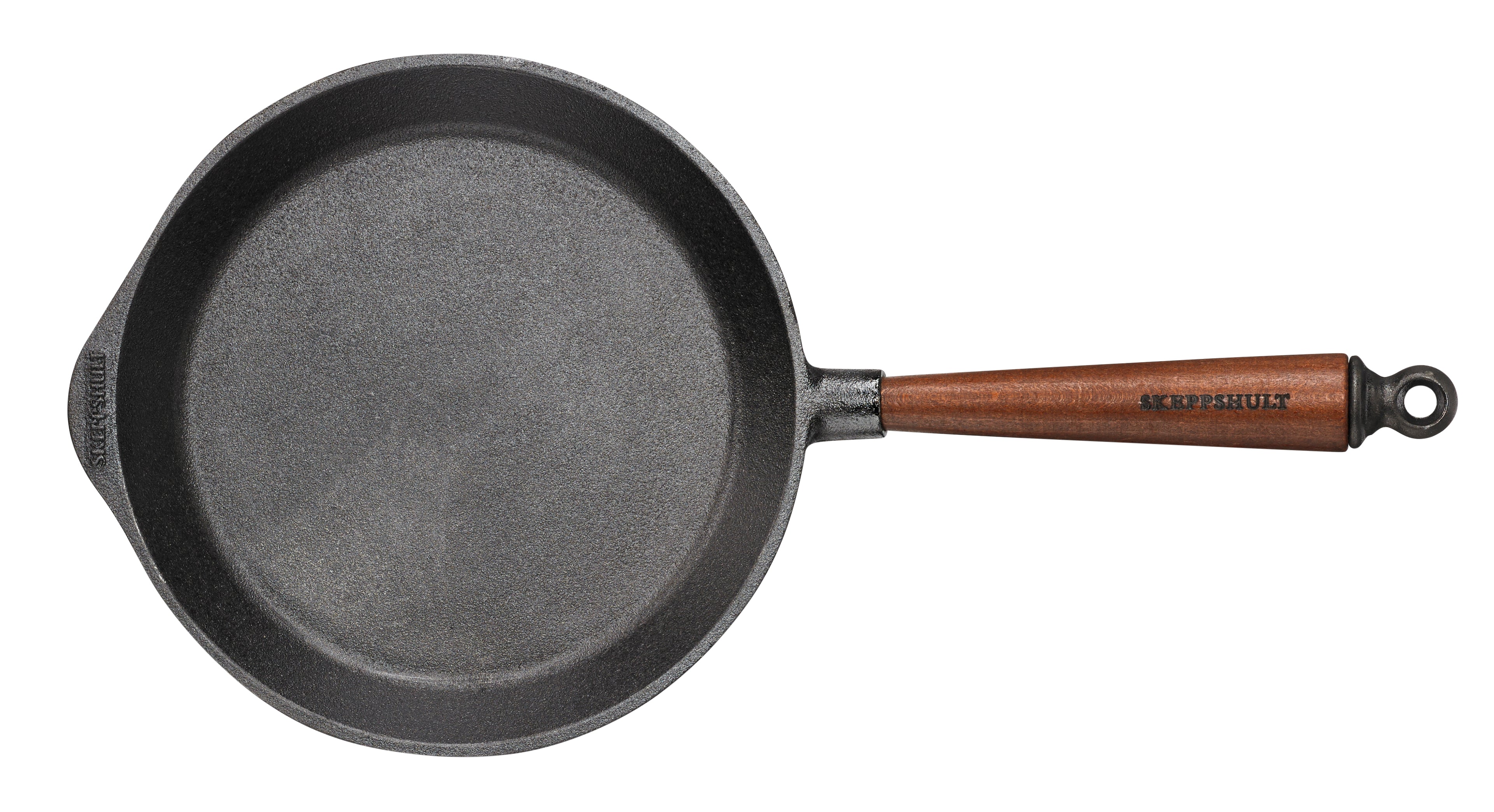 Skeppshult gjutjärnspanna med trähandtag