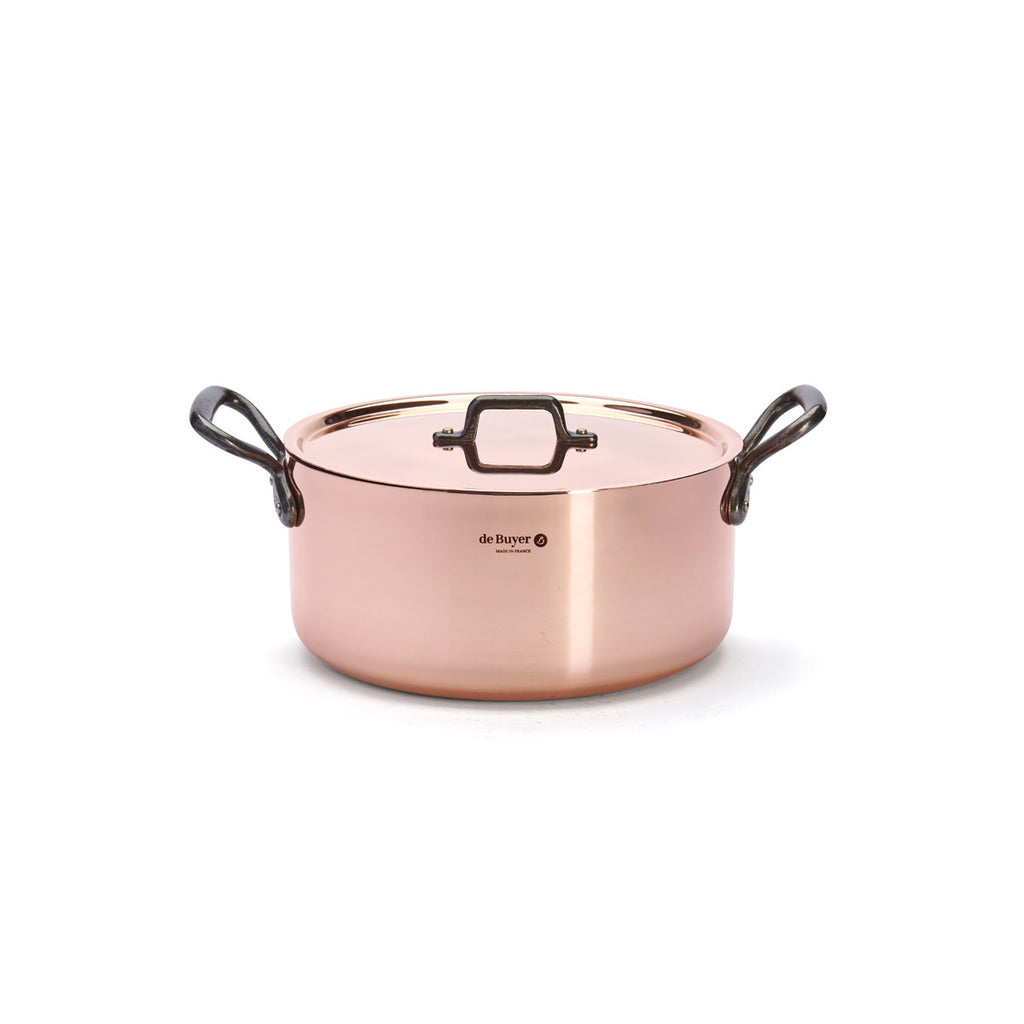 De Buyer Prima Matera koppargryta + lock för induktion, gjutjärnshandtag