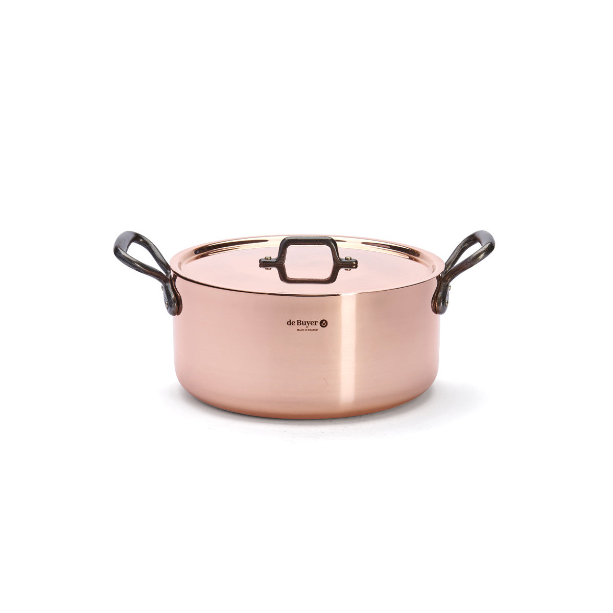 De Buyer Prima Matera koppargryta + lock för induktion, gjutjärnshandtag