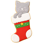 Utstickare katt i julstrumpa 7 cm