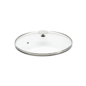 Glass lid with steel knob