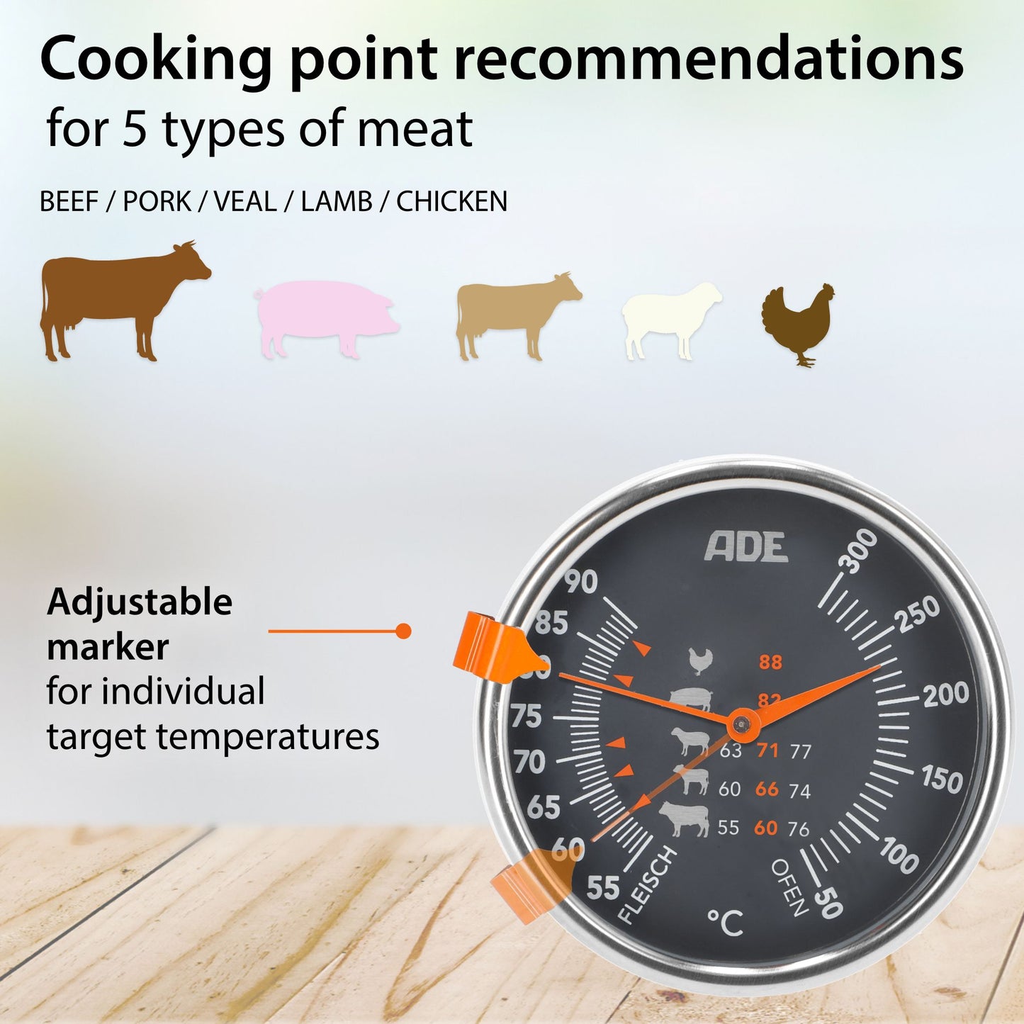 Ade meat and oven thermometer