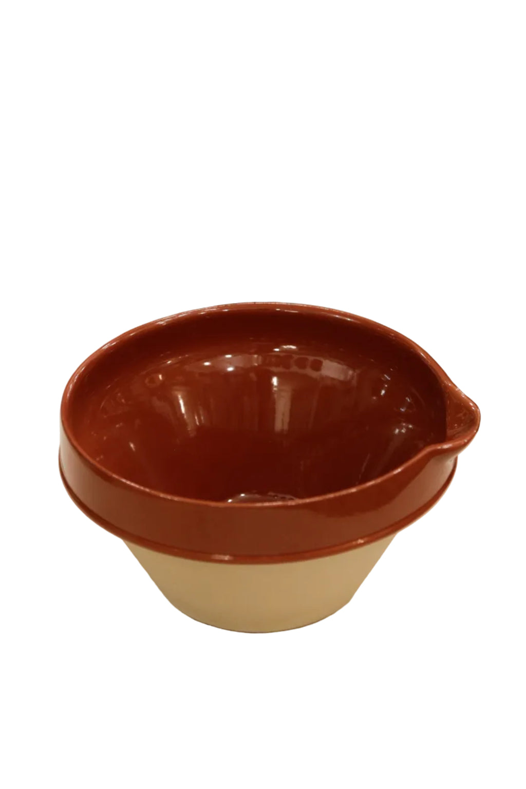 Digoin mixing bowl with spout, terracotta