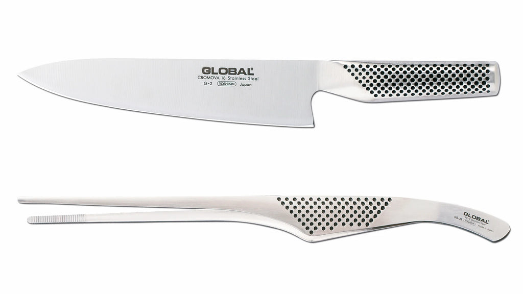 Global kockkniv 20 cm och pincett 