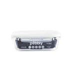 Pebbly rectangular glass container