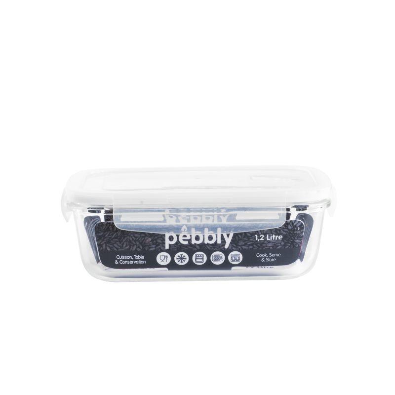 Pebbly rekantgulär glaslåda
