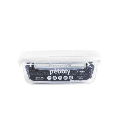 Pebbly rekantgulär glaslåda