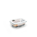 Pebbly rectangular glass container