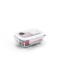 Pebbly rectangular glass container