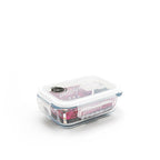 Pebbly rectangular glass container
