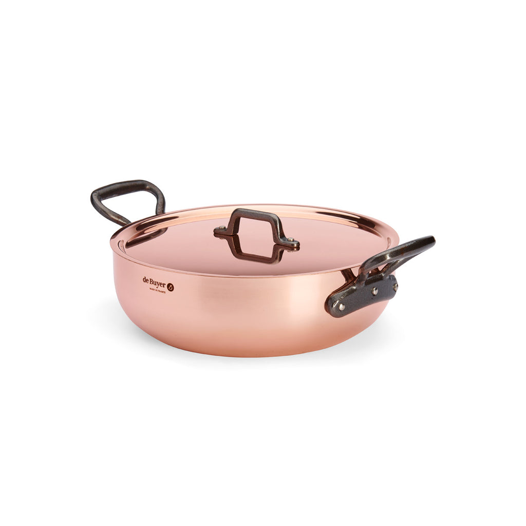 De Buyer Prima Matera rundad sauteuse med lock, gjutjärnshandtag, 28 cm