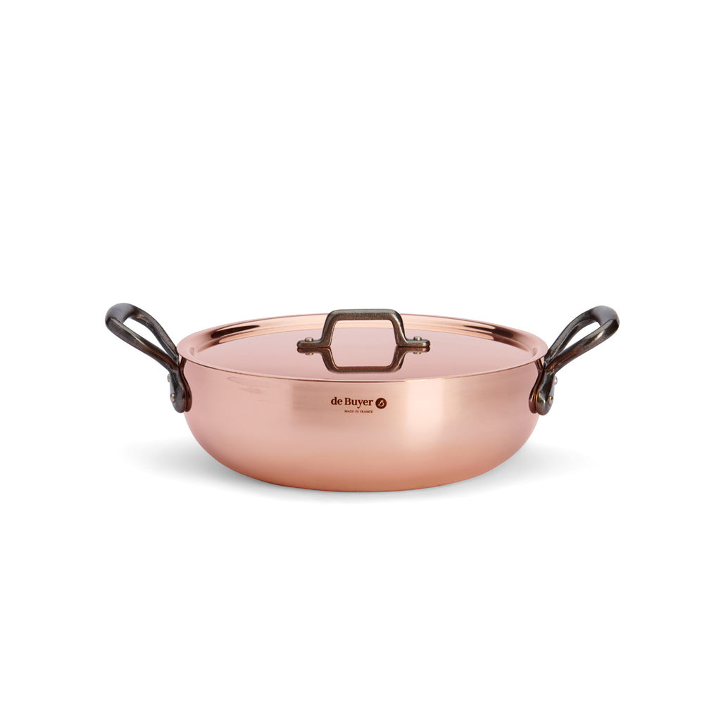 De Buyer Prima Matera rundad sauteuse med lock, gjutjärnshandtag, 28 cm