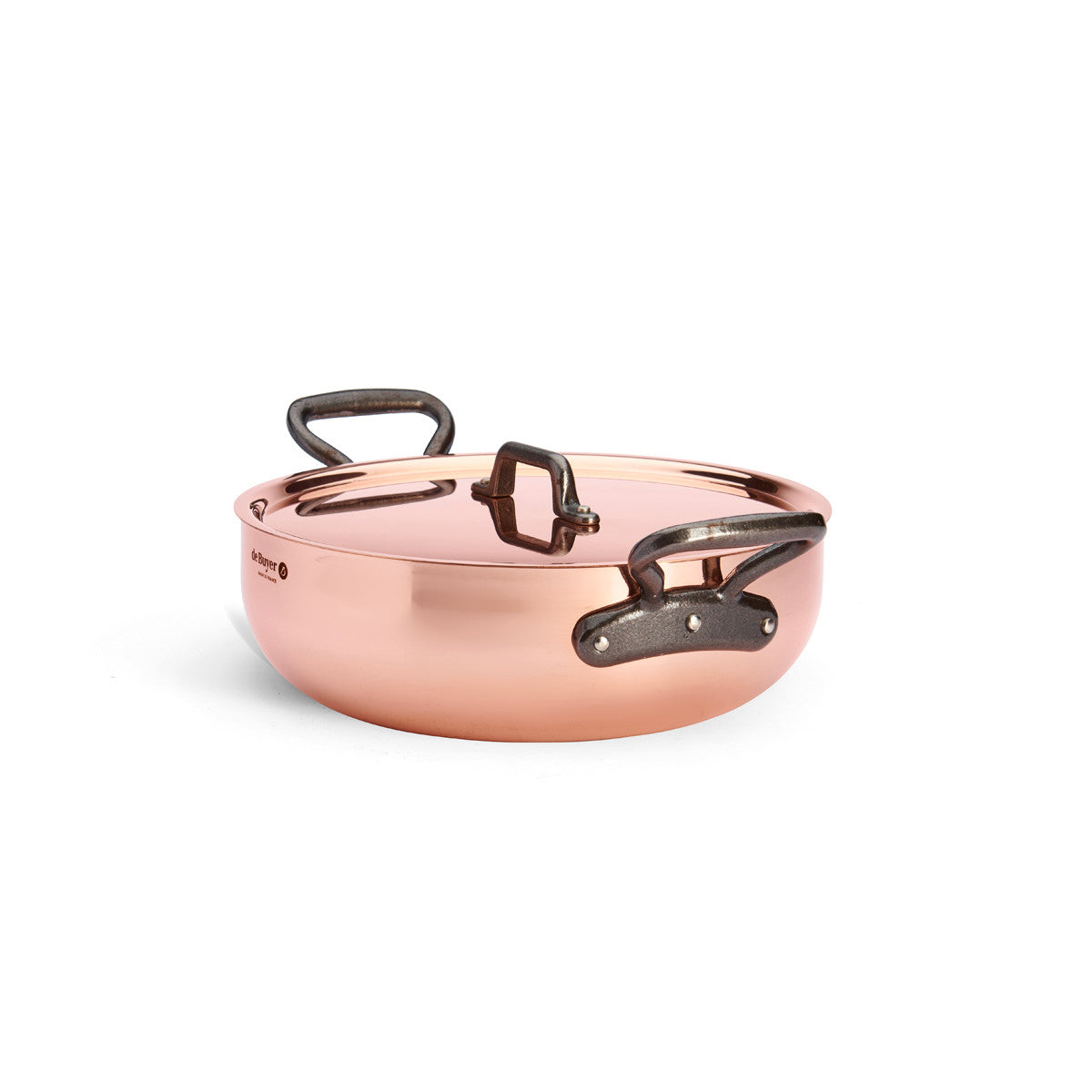De Buyer Prima Matera rundad sauteuse med lock, gjutjärnshandtag, 28 cm
